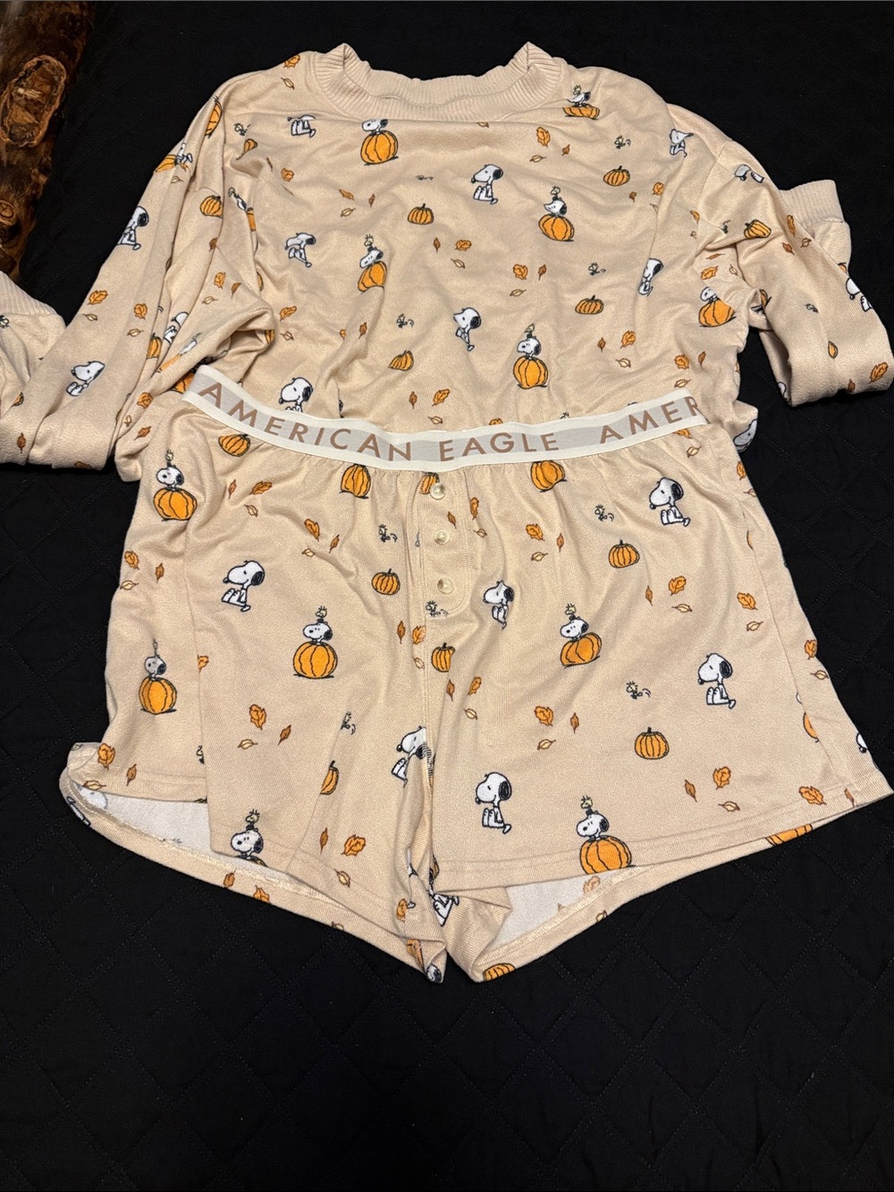 American Eagle Outfitters Beige Snoopy Pumpkin ๐ Pajama Set - Picture 4 of 5